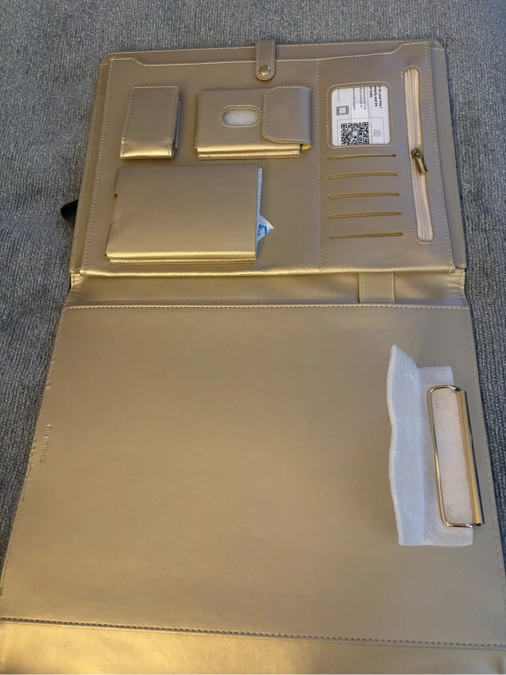 Black Tablet Folio Sleeve with Gold Accent Bar - Brand Not Visible